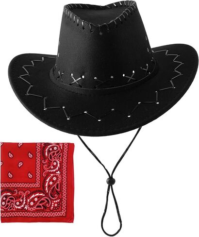 JOYEBUY Kids Western Party Hats Toddler Cowboy Hats Boys Girls Cowgirl Hat with Bandanas in Saudi Arabia