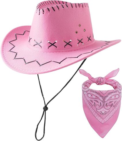 JOYEBUY Kids Western Party Hats Toddler Cowboy Hats Boys Girls Cowgirl Hat with Bandanas in Saudi Arabia