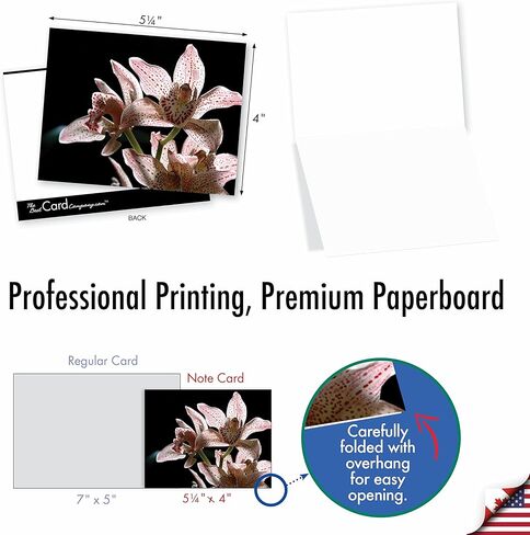 The Best Card Company - 10 Blank Note Cards with Flowers (4 x 5.12 Inch) - Floral Notecards, All Occasion Boxed Assortment - Orchid Nights M1734BN in Saudi Arabia