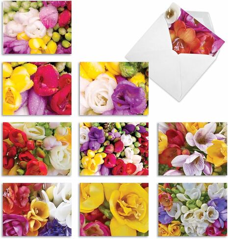 The Best Card Company - 10 Blank Note Cards with Flowers (4 x 5.12 Inch) - Floral Notecards, All Occasion Boxed Assortment - Orchid Nights M1734BN in Saudi Arabia