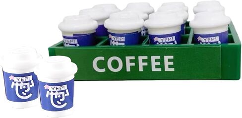 12 Pcs Miniature RC Car Coffee Cup with Green Tray – Resin Soft Drink Set for 1/10 RC Crawler Accessories, Dollhouse Kitchen Décor, Compatible with SCX10, TRX4, D90, TF2, Axial Capra, Tamiya CC01（ B ） in Saudi Arabia