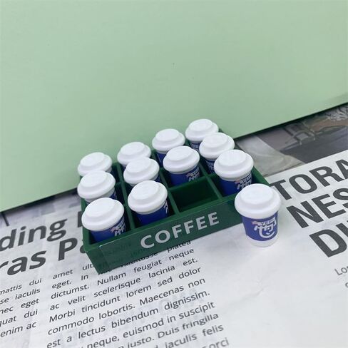 12 Pcs Miniature RC Car Coffee Cup with Green Tray – Resin Soft Drink Set for 1/10 RC Crawler Accessories, Dollhouse Kitchen Décor, Compatible with SCX10, TRX4, D90, TF2, Axial Capra, Tamiya CC01（ B ） in Saudi Arabia