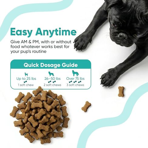 SNIFF 'N' CHOMP مكملات الورك والمفاصل للكلاب، نكهة لحم الخنزير المقدد، دعم المفاصل مع الجلوكوزامين للكلاب MSM الكركم أوميغا 3، سهل المضغ، كلب كبير ونشط | 90 مضغة ناعمة in Kuwait
