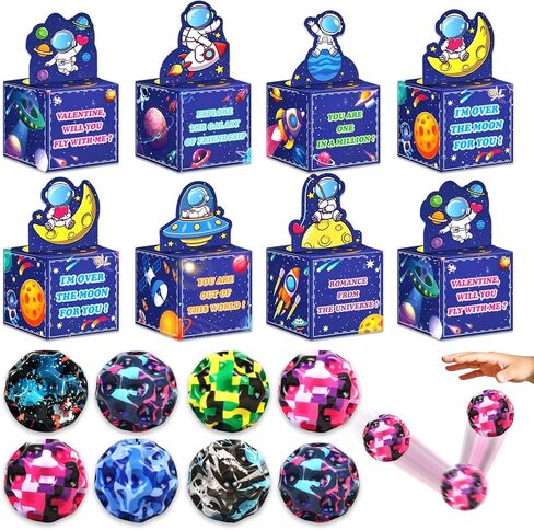 24 Pack Valentines Day Cards for Kids with High Bouncy Balls, Valentines Day Cards for Kids School, Valentine's Day Gifts For Kids Classroom Exchange, Valentine Party Favors Prizes for Boys Girls in Saudi Arabia