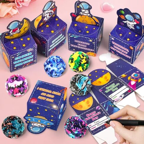24 Pack Valentines Day Cards for Kids with High Bouncy Balls, Valentines Day Cards for Kids School, Valentine's Day Gifts For Kids Classroom Exchange, Valentine Party Favors Prizes for Boys Girls in Saudi Arabia