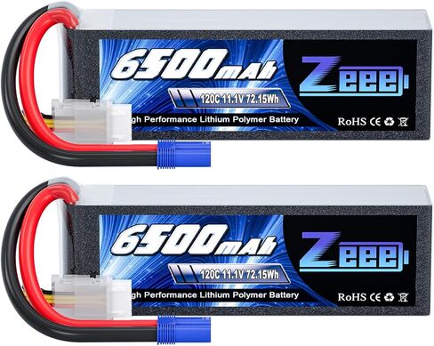 Zeee 3S Lipo Battery 6500mAh 11.1V 120C Soft Pack RC Battery with EC5 Connector for Helicopter Airplane Quadcopter RC Airplane RC Car Truck Boat(2 Pack) in Saudi Arabia