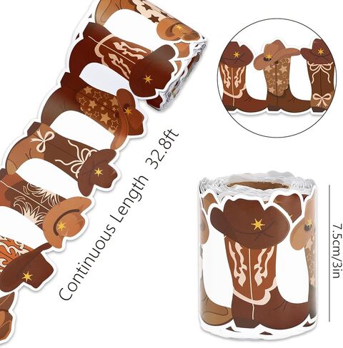 32.8ft Cowboy Boot Bulletin Board Borders Brown Hat Boots Die-Cut Border Trim for Western Wild West Rodeo Party Chalkboard Decoration in Saudi Arabia