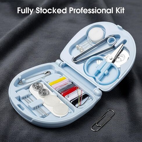 مجموعة أدوات الخياطة الصغيرة للسفر من نيويميستري، مجموعة إصلاح طوارئ صغيرة محمولة مع إبر وخيوط ومقص للمبتدئين، بكميات كبيرة باللون الأزرق الفاتح والوردي in Kuwait