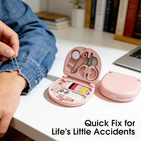 مجموعة أدوات الخياطة الصغيرة للسفر من نيويميستري، مجموعة إصلاح طوارئ صغيرة محمولة مع إبر وخيوط ومقص للمبتدئين، بكميات كبيرة باللون الأزرق الفاتح والوردي in Kuwait