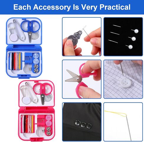 2 Pack Mini Travel Sewing Kit, Portable Small Sewing Kit, Emergency Sewing-Box with Needles Threads Buttons Scissors, Sewing-Supplies and Accessories for Home,Travel and Emergency (Red and Blue) in Saudi Arabia