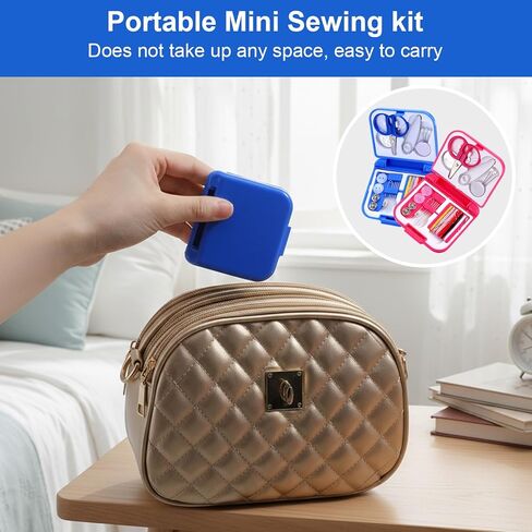 2 Pack Mini Travel Sewing Kit, Portable Small Sewing Kit, Emergency Sewing-Box with Needles Threads Buttons Scissors, Sewing-Supplies and Accessories for Home,Travel and Emergency (Red and Blue) in Saudi Arabia