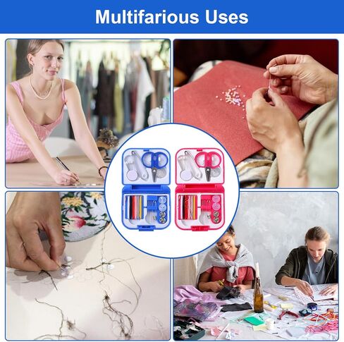 2 Pack Mini Travel Sewing Kit, Portable Small Sewing Kit, Emergency Sewing-Box with Needles Threads Buttons Scissors, Sewing-Supplies and Accessories for Home,Travel and Emergency (Red and Blue) in Saudi Arabia