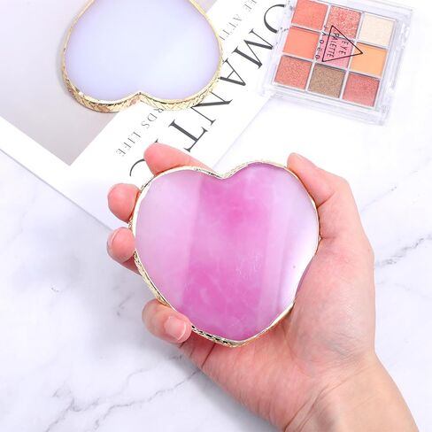 Sibba Resin Nail Art Palette 2 PCS Heart-Shaped Nail Polish Mixing Tray with Gold Edge Nails Art Display Board Cream White Deep Purple Nails Design Polish Holder Board for Professional Manicure Tools in Saudi Arabia