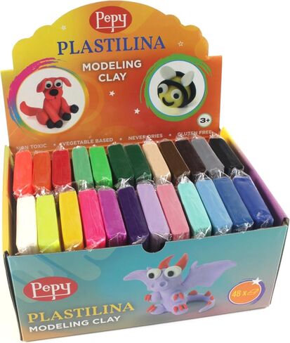 Pepy Plastilina مجموعة هدايا الطين القابلة لإعادة الاستخدام وغير الجافة ومجموعة الفصول الدراسية؛ مجموعة مكونة من 48 قالبًا، كل منها 1.4 أونصة، 2 لكل منها 24 لونًا، مثالية لمشاريع الفنون والحرف اليدوية، متعددة الألوان in Saudi Arabia
