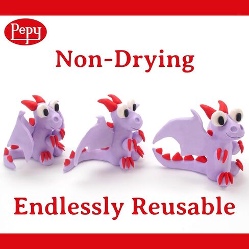 Pepy Plastilina مجموعة هدايا الطين القابلة لإعادة الاستخدام وغير الجافة ومجموعة الفصول الدراسية؛ مجموعة مكونة من 48 قالبًا، كل منها 1.4 أونصة، 2 لكل منها 24 لونًا، مثالية لمشاريع الفنون والحرف اليدوية، متعددة الألوان in Saudi Arabia