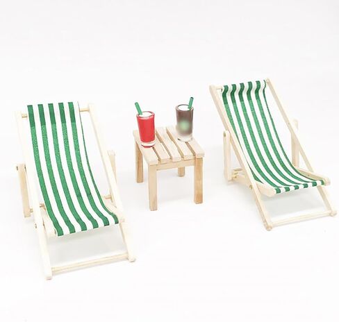 3 Pcs Miniature Beach Chairs Mini Wooden Chairs Doll House Beach Chairs Small Dollhouse Chairs Foldable Chairs Tiny Craft Chairs for Decorations in Saudi Arabia