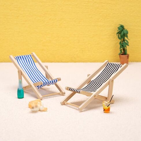 3 Pcs Miniature Beach Chairs Mini Wooden Chairs Doll House Beach Chairs Small Dollhouse Chairs Foldable Chairs Tiny Craft Chairs for Decorations in Saudi Arabia