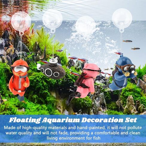 PUXING 4pcs Floating Fish Tank Decoration Retro Submarine Set and Floating Diver Lovely Diver Fish Tank Decorations Safe Fishs Toy for Be-TTA (Color:Colorful) in Kuwait