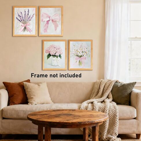 RLTXBUK 4 Pack Vintage Floral Cross Stitch Kits, Pink Bow Bouquet Hydrangea Lavender Cottagecore Stamped Counted Cross Stitch Kits for Adults, Gifts for Women, 11.8x15.8 Inch in Kuwait