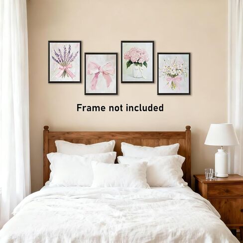 RLTXBUK 4 Pack Vintage Floral Cross Stitch Kits, Pink Bow Bouquet Hydrangea Lavender Cottagecore Stamped Counted Cross Stitch Kits for Adults, Gifts for Women, 11.8x15.8 Inch in Kuwait