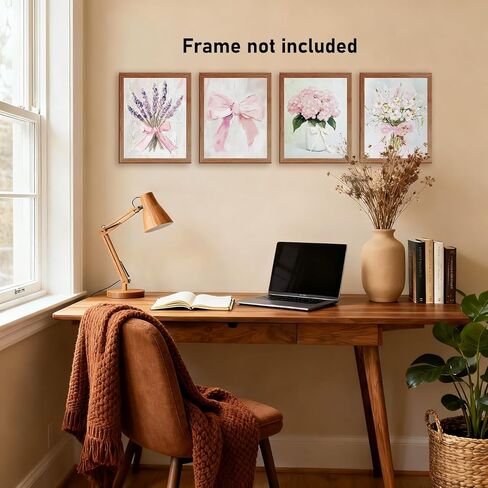 RLTXBUK 4 Pack Vintage Floral Cross Stitch Kits, Pink Bow Bouquet Hydrangea Lavender Cottagecore Stamped Counted Cross Stitch Kits for Adults, Gifts for Women, 11.8x15.8 Inch in Kuwait