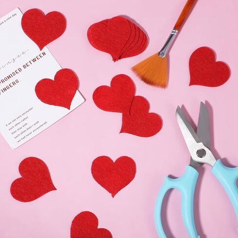 60 Pcs Red Felt Hearts for Crafts 1.96 Inch Mini Heart Shapes Decorative Scrapbooking Sewing Craft Embellishment Wedding Party Valentine’s Day Decoration in Saudi Arabia