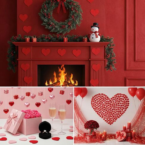 60 Pcs Red Felt Hearts for Crafts 1.96 Inch Mini Heart Shapes Decorative Scrapbooking Sewing Craft Embellishment Wedding Party Valentine’s Day Decoration in Saudi Arabia