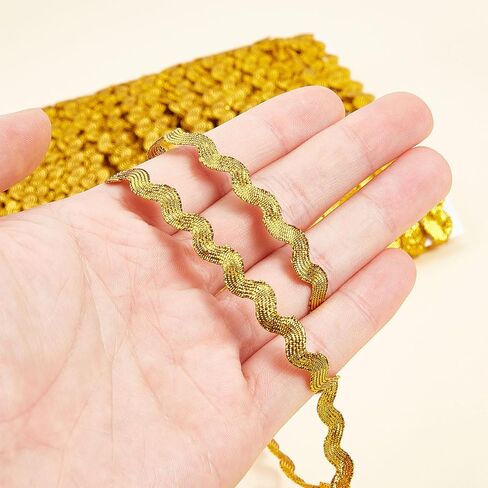 50 ياردة 5 مم ريك رف تقليم، موجة ذهبية الانحناء هامش الزخارف، مضفر المنسوجة ريك راك الشريط DIY بها بنفسك الخياطة الحرف فستان الزفاف أزياء الحفلات in Kuwait