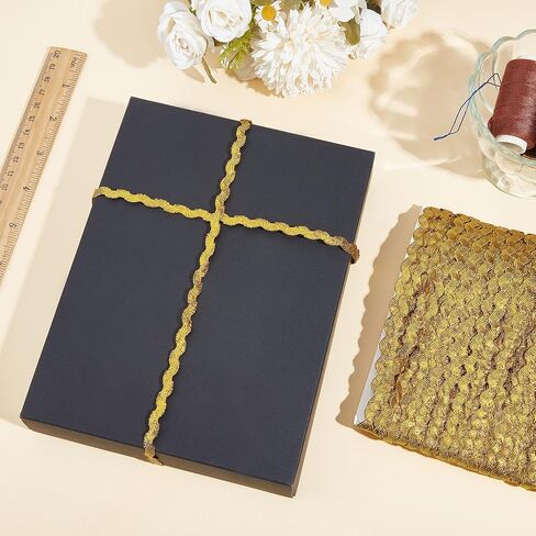 50 ياردة 5 مم ريك رف تقليم، موجة ذهبية الانحناء هامش الزخارف، مضفر المنسوجة ريك راك الشريط DIY بها بنفسك الخياطة الحرف فستان الزفاف أزياء الحفلات in Kuwait