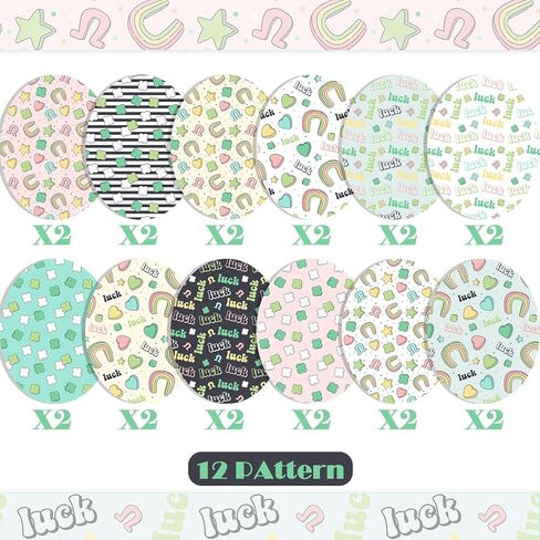 24 Sheets Boho St Patrick's Day Scrapbook Paper, Retro Shamrock BEST O LUCK Patterns Decorative Craft Paper Folded Flat for Irish Card Making Photo Album Decor, 12'' x 12'' (A) in Saudi Arabia