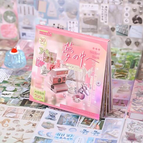 Dreamcore Japanese Aesthetic Sticker Book, 700+ Die-Cut Glossy and Matte Stickers, 30 Sheets, 2 Styles for Journaling, Scrapbooking, Planners-Prayer Board Supplies-Vision Board Supplies in Saudi Arabia