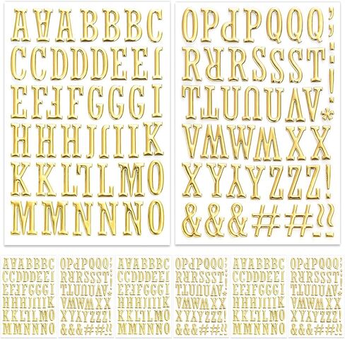6 Sheets 3D Gold Letter Stickers, Foam Alphabet Stickers and Number Sticker for Scrapbooking, Puffy Letter Sticker Self-Adhesive for Grad Cap Decorations in Saudi Arabia