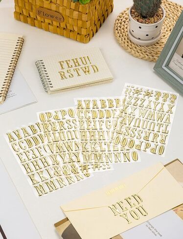 6 Sheets 3D Gold Letter Stickers, Foam Alphabet Stickers and Number Sticker for Scrapbooking, Puffy Letter Sticker Self-Adhesive for Grad Cap Decorations in Saudi Arabia