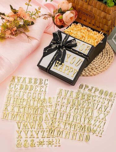 6 Sheets 3D Gold Letter Stickers, Foam Alphabet Stickers and Number Sticker for Scrapbooking, Puffy Letter Sticker Self-Adhesive for Grad Cap Decorations in Saudi Arabia