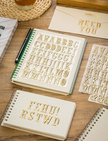 6 Sheets 3D Gold Letter Stickers, Foam Alphabet Stickers and Number Sticker for Scrapbooking, Puffy Letter Sticker Self-Adhesive for Grad Cap Decorations in Saudi Arabia