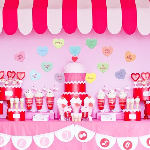 48PCS Valentine's Day Conversation Heart Candy Color Wall Decals, Valentine DIY Craft Heart-Shaped Stickers Party Supplies, Wedding Anniversary Engagement Decoration Living Room Bedroom Stickers in Saudi Arabia