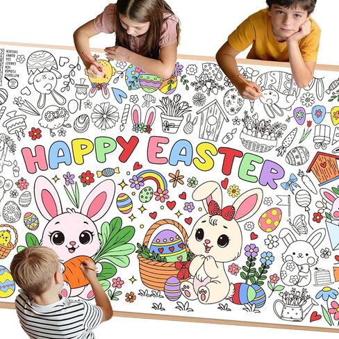 مفرش طاولة تلوين عيد الفصح - ملصق تلوين كبير مقاس 71 × 31.5 بوصة، ديكورات حفلات عيد الفصح - الحرف اليدوية، الألعاب، حشو السلال، أنشطة الفصل الدراسي in Kuwait