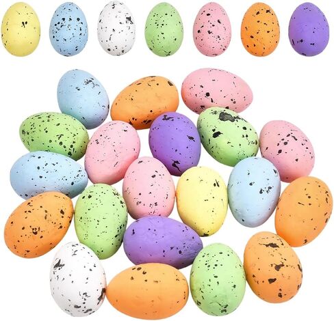20Pcs 4x6cm Colorful Easter Eggs Pastel Foam Easter Eggs with Speckled Decorative Balls Seasonal Festival Decor for Spring Celebration Basket Gift fillers Home Centerpieces Crafts DIY Project in Saudi Arabia