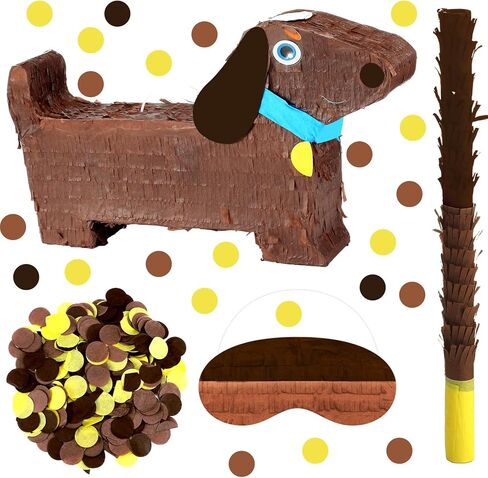 Soulchen Dachshund Puppy Party Piñata كلب صغير Piñata مع معصوب العينين والخفافيش جرو الكلب موضوع حفلة عيد ميلاد لعبة الزينة لسينكو دي مايو in Kuwait