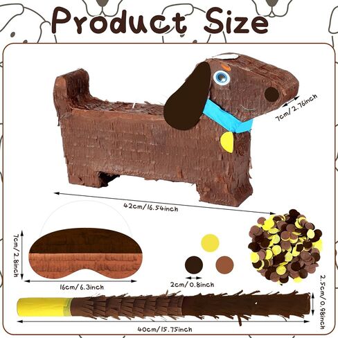 Soulchen Dachshund Puppy Party Piñata كلب صغير Piñata مع معصوب العينين والخفافيش جرو الكلب موضوع حفلة عيد ميلاد لعبة الزينة لسينكو دي مايو in Kuwait