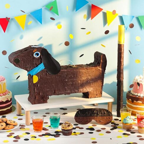 Soulchen Dachshund Puppy Party Piñata كلب صغير Piñata مع معصوب العينين والخفافيش جرو الكلب موضوع حفلة عيد ميلاد لعبة الزينة لسينكو دي مايو in Kuwait