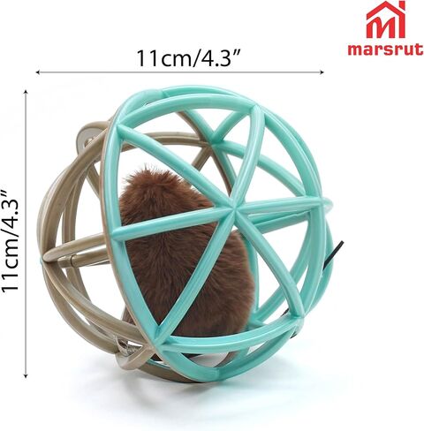 Squeaky Mouse Ball Cat Toy with Simulated Sound, 4.3in Mouse Ball Cage, Squeky Balls for Cats to Play With Indoor, Interactive Plastic Squeak Funny Toys Best for Playing Chasing Chewing Training in Saudi Arabia