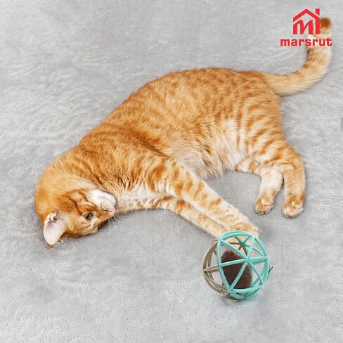 Squeaky Mouse Ball Cat Toy with Simulated Sound, 4.3in Mouse Ball Cage, Squeky Balls for Cats to Play With Indoor, Interactive Plastic Squeak Funny Toys Best for Playing Chasing Chewing Training in Saudi Arabia