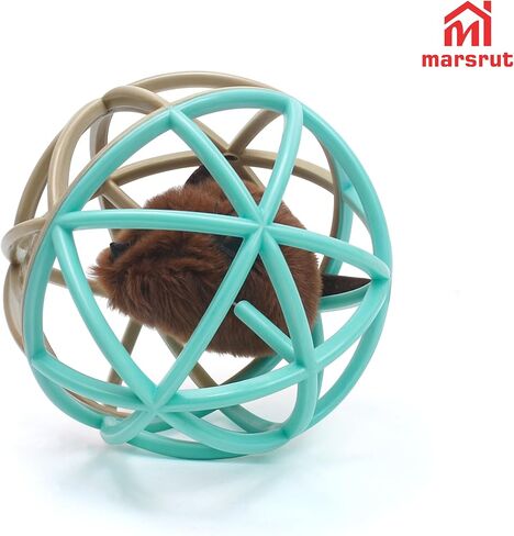 Squeaky Mouse Ball Cat Toy with Simulated Sound, 4.3in Mouse Ball Cage, Squeky Balls for Cats to Play With Indoor, Interactive Plastic Squeak Funny Toys Best for Playing Chasing Chewing Training in Saudi Arabia