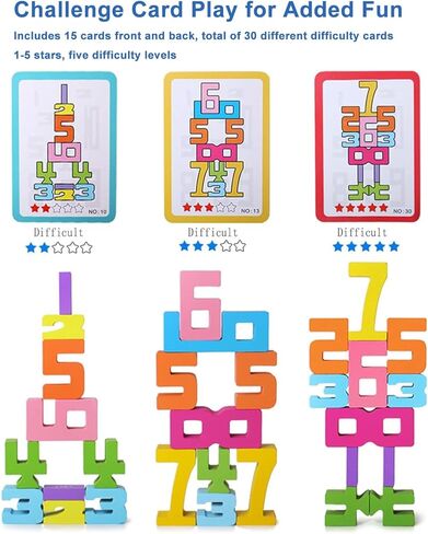 20Pcs Wooden Number Building Blocks,Montessori Number Block Math Learning Toys for Kids,Digital Educational Stacking Counting Toys,Gifts for Boys and Girls in Saudi Arabia