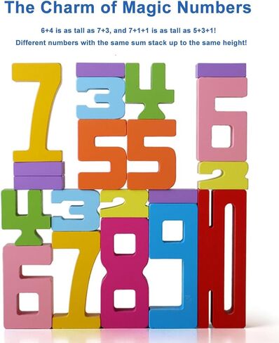 20Pcs Wooden Number Building Blocks,Montessori Number Block Math Learning Toys for Kids,Digital Educational Stacking Counting Toys,Gifts for Boys and Girls in Saudi Arabia