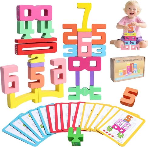 20Pcs Wooden Number Building Blocks,Montessori Number Block Math Learning Toys for Kids,Digital Educational Stacking Counting Toys,Gifts for Boys and Girls in Saudi Arabia