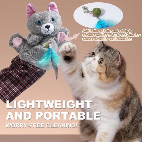 قفاز مصارعة القطط مع جرس والنعناع البري - مصارعة دمى للقطط مع بطانة قوية للعب الآمن، لعبة دمية تفاعلية للعب في الأماكن المغلقة، وممارسة الرياضة وتخفيف الملل، والترابط العائلي وتدريب القطط in Kuwait