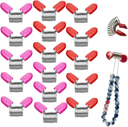 Hanyoung Bead Stoppers for Jewelry Making, 10 Pcs Spring Bead Clamps with Red and Pink Handles, for Necklace/Bracelet Making Creative Bead Line End to Prevent Beads from Falling (10) in Saudi Arabia