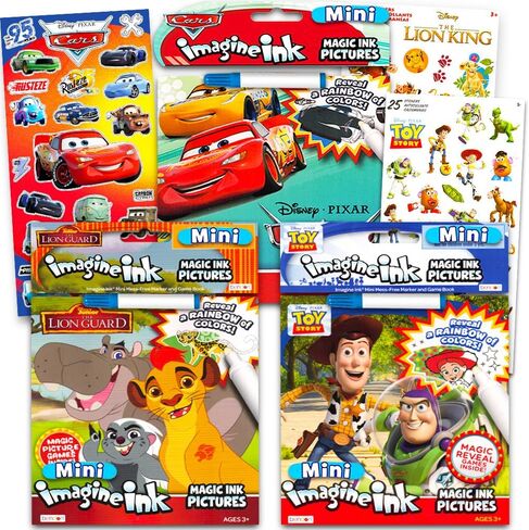 Disney Pixar Magic Ink Coloring Book Super Set - 3 Imagine Ink Books Bundle Featuring Toy Story, Lion Guard, Disney Cars with Invisible Ink Pens and Stickers in Saudi Arabia